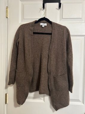 Magaschoni Cashmere Brown Open-Front Pocket Cardigan